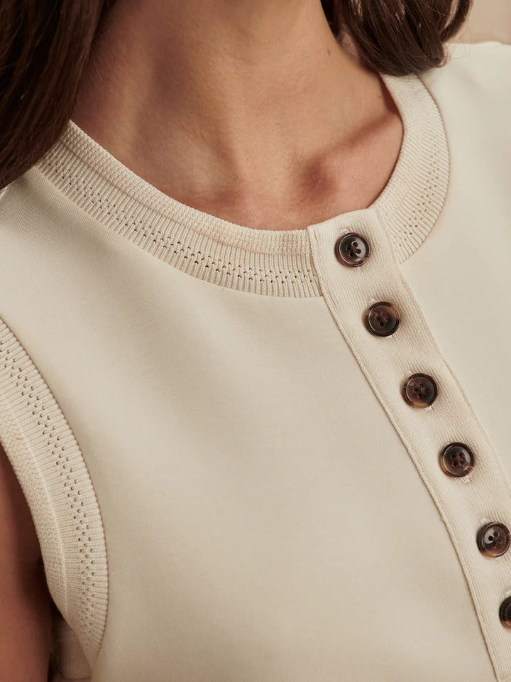 Marla Button Placket Tank - Pristine (Ivory)