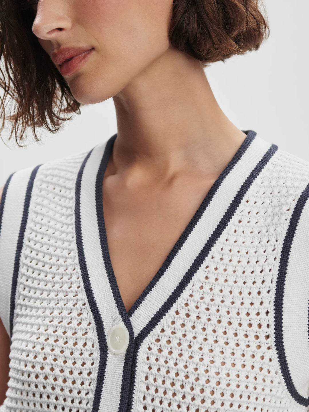 Leilani V-Neck Tank - White/Blue Nights