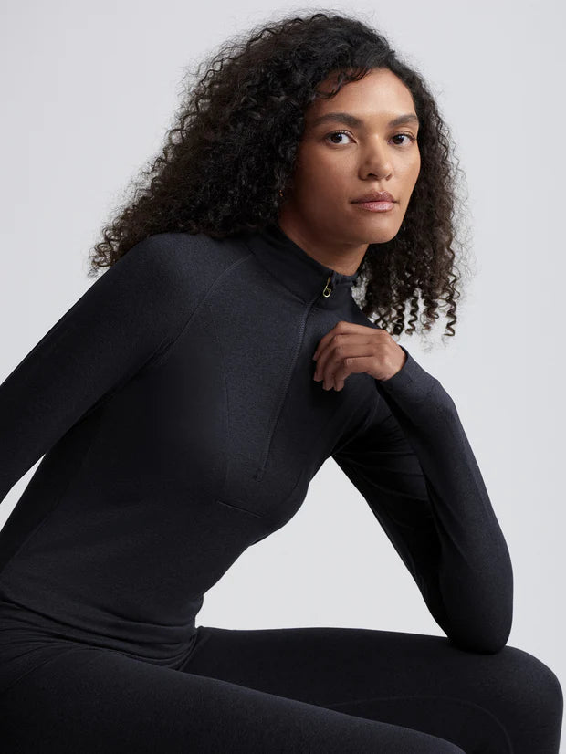 Always Warm Half-Zip Base Layer Top - Black Marl
