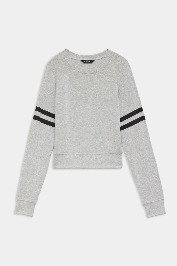 Brooks Stripe Fleece Sweatshirt - Heather Grey/Black