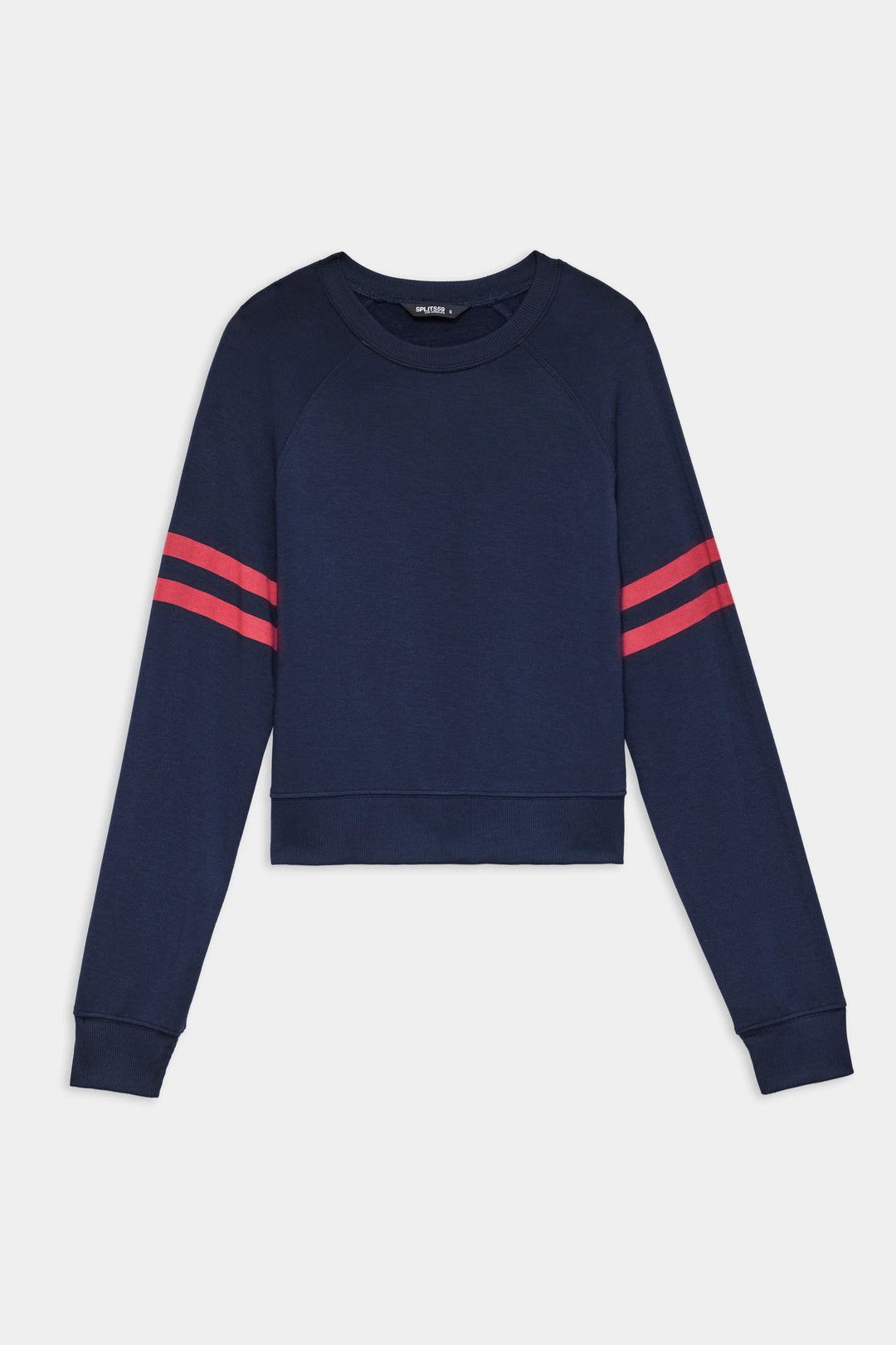 Brooks Stripe Fleece Sweatshirt - Indigo/Lotus Red