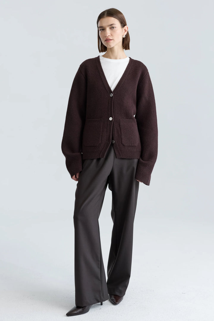 V-Neck Cardigan - Dark Brown