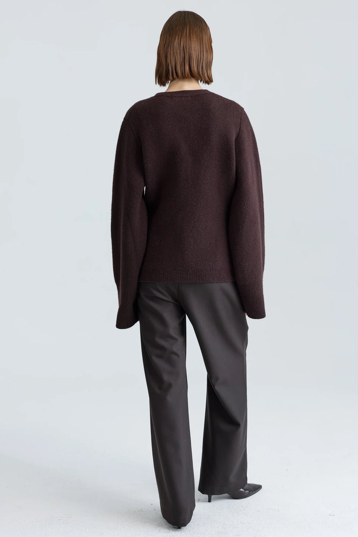 V-Neck Cardigan - Dark Brown