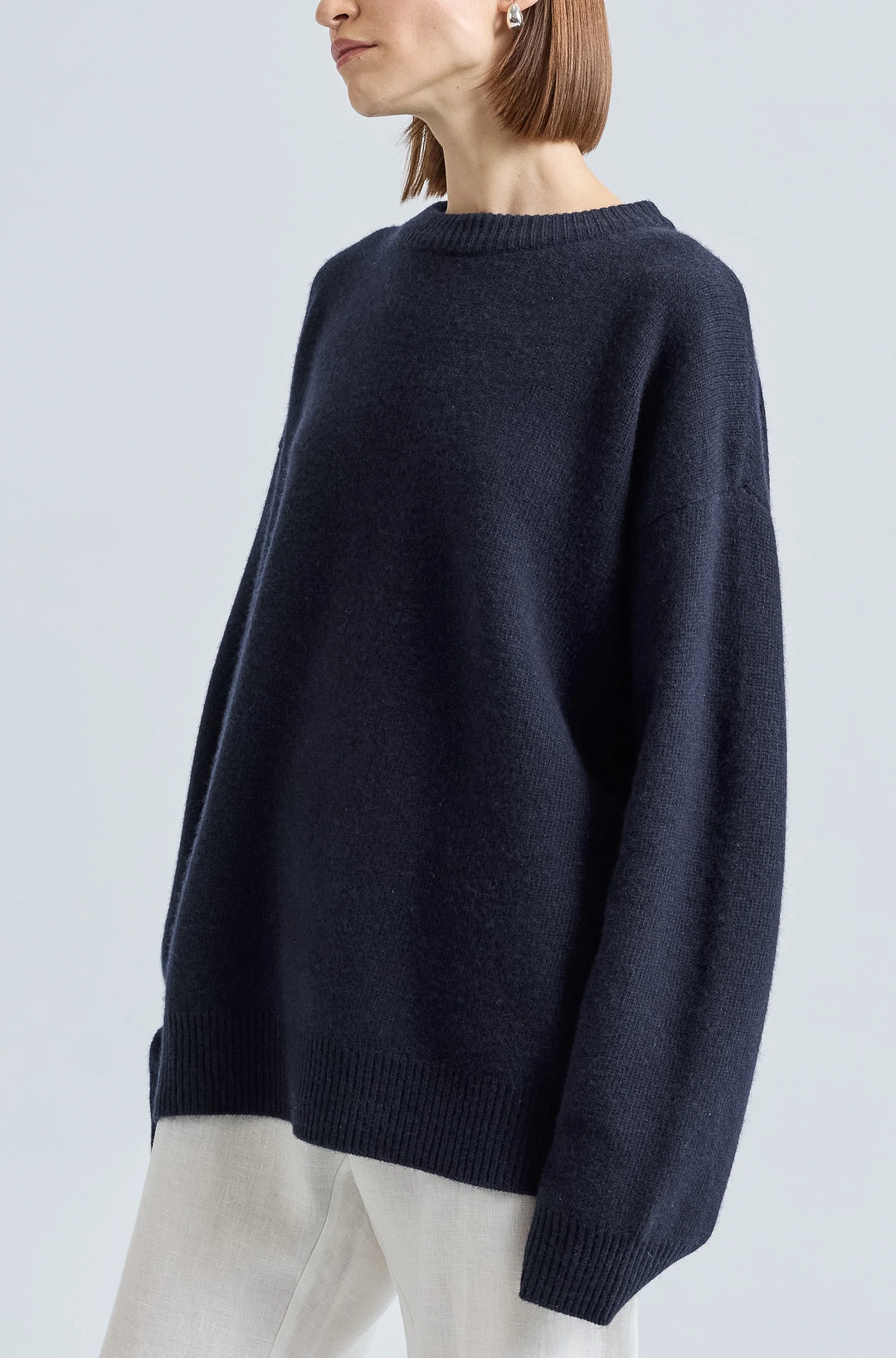 Oversized Wool Cashmere Sweater - Navy