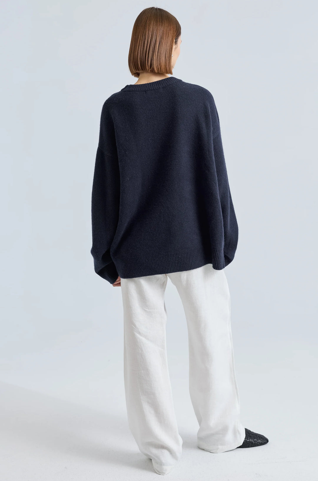 Oversized Wool Cashmere Sweater - Navy