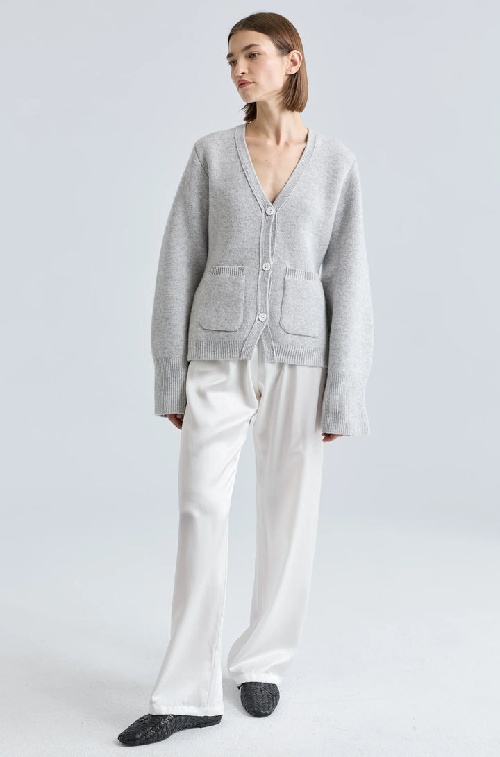 V-Neck Cardigan - Light Grey