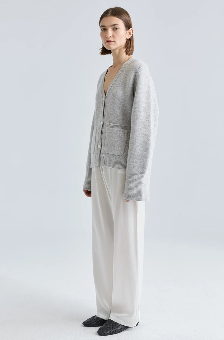 V-Neck Cardigan - Light Grey