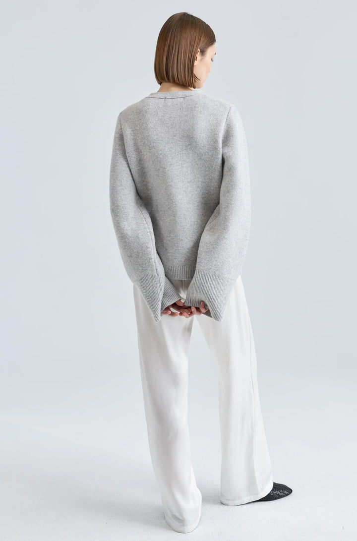 V-Neck Cardigan - Light Grey