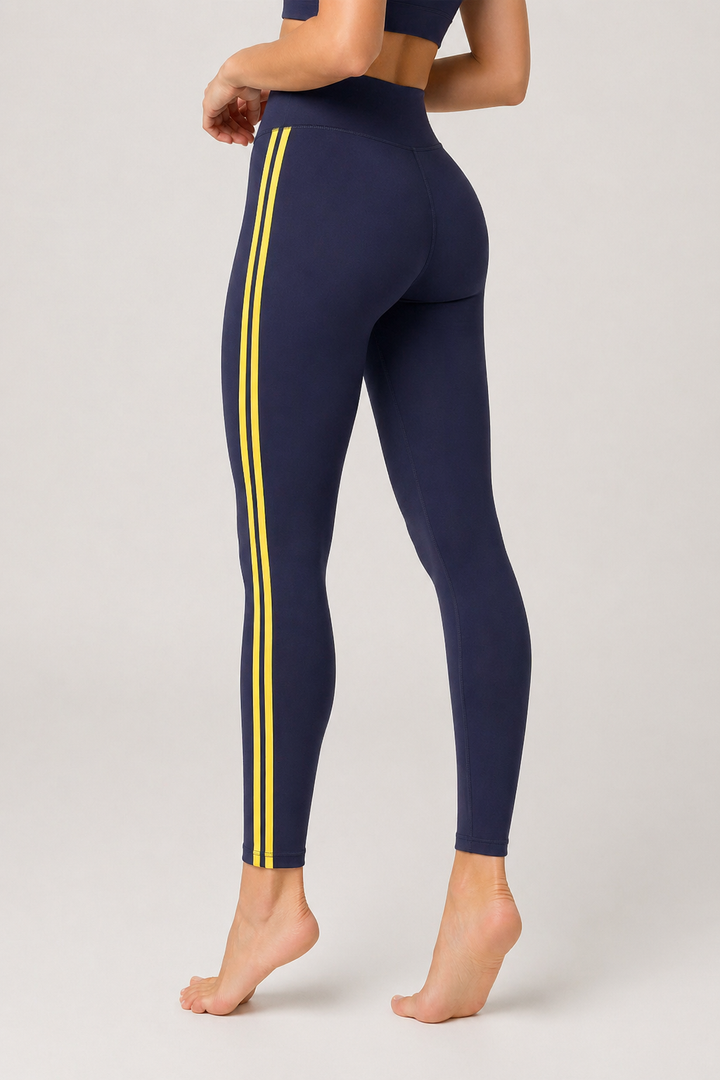 Ella High Waist Airweight 7/8 Legging - Indigo/Bright Yellow