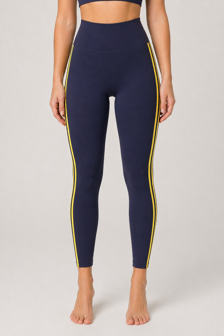 Ella High Waist Airweight 7/8 Legging - Indigo/Bright Yellow