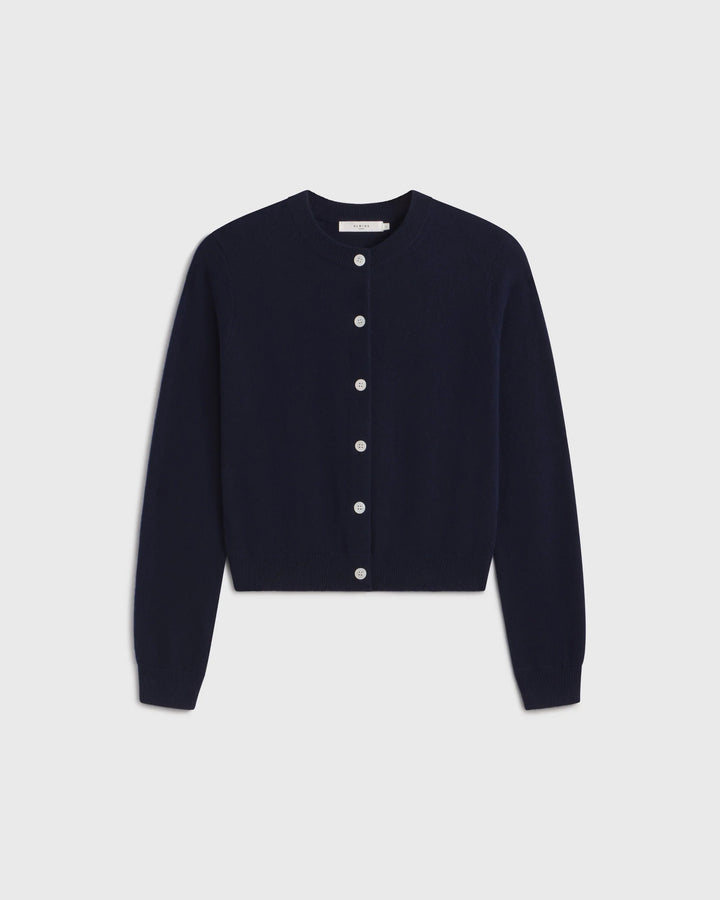Classic Crew Wool Cardigan - Navy