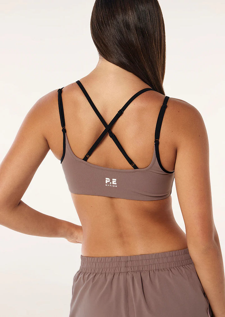 Distortion Sports Bra - Clay/Chalk Pink