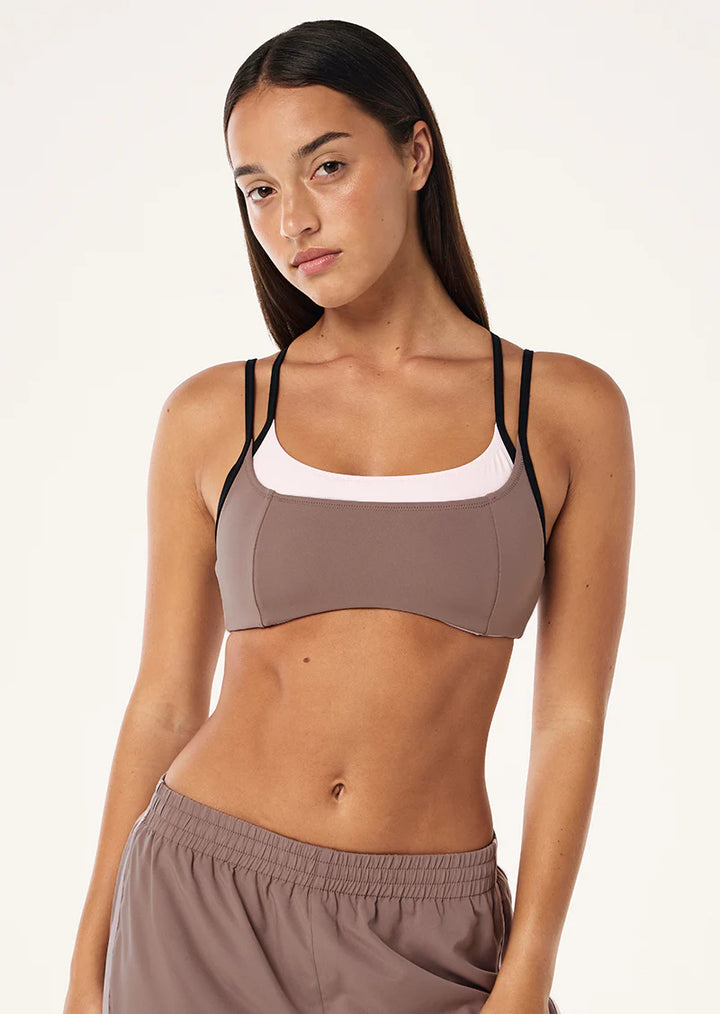 Distortion Sports Bra - Clay/Chalk Pink