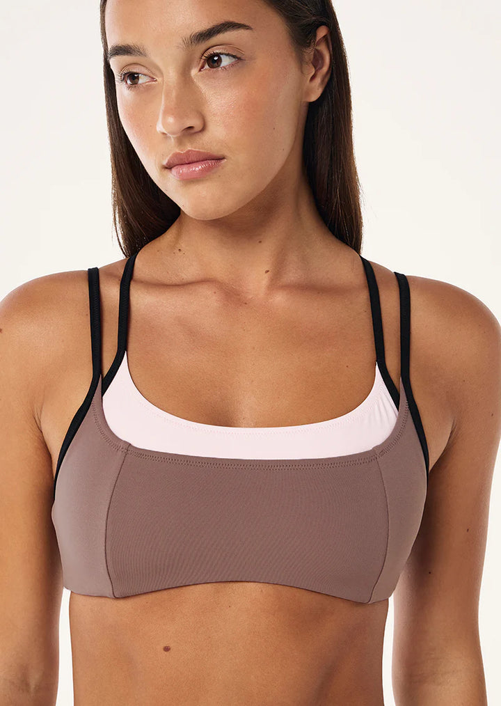 Distortion Sports Bra - Clay/Chalk Pink