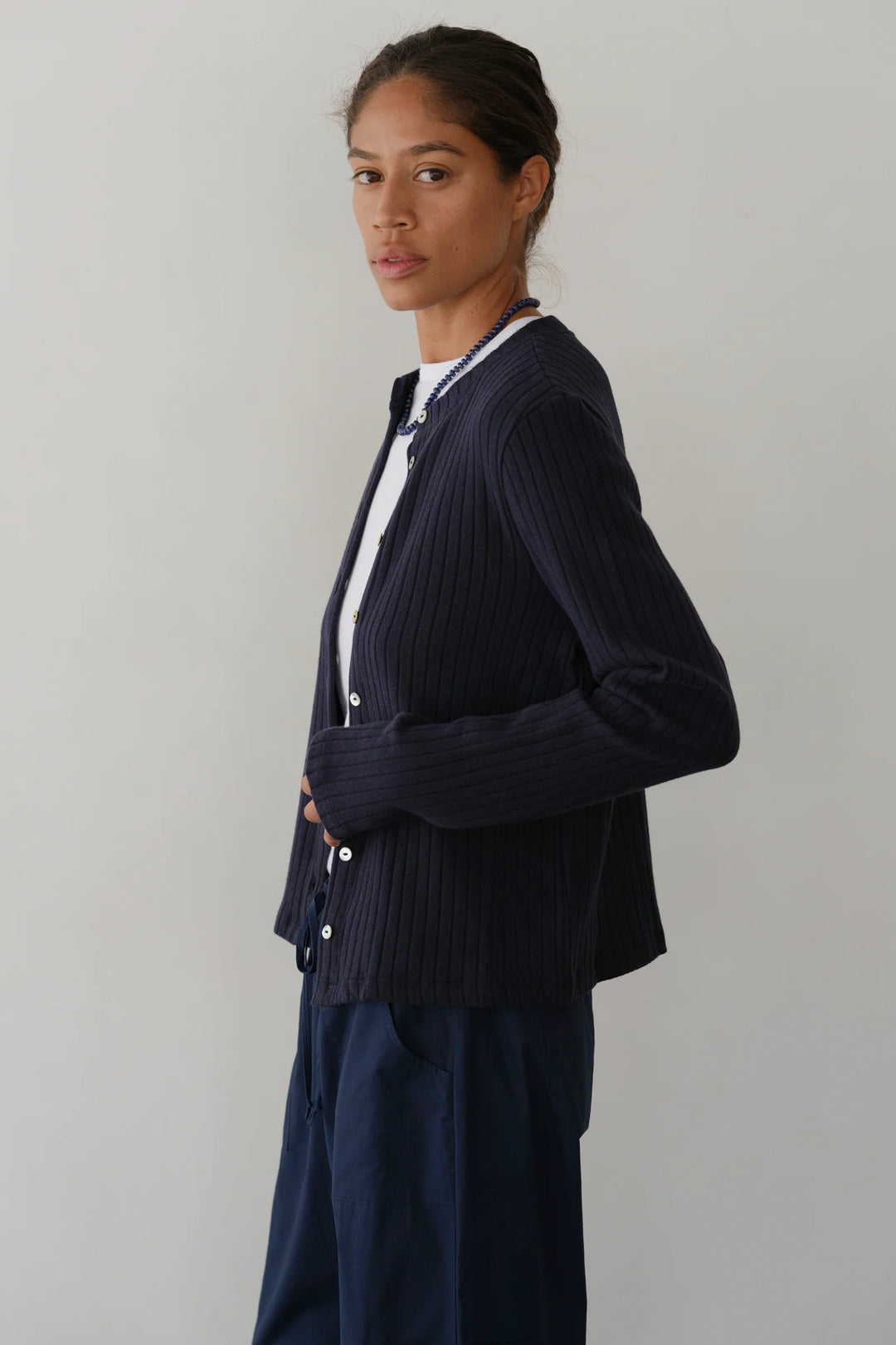 Sweater Rib Cardi - Navy