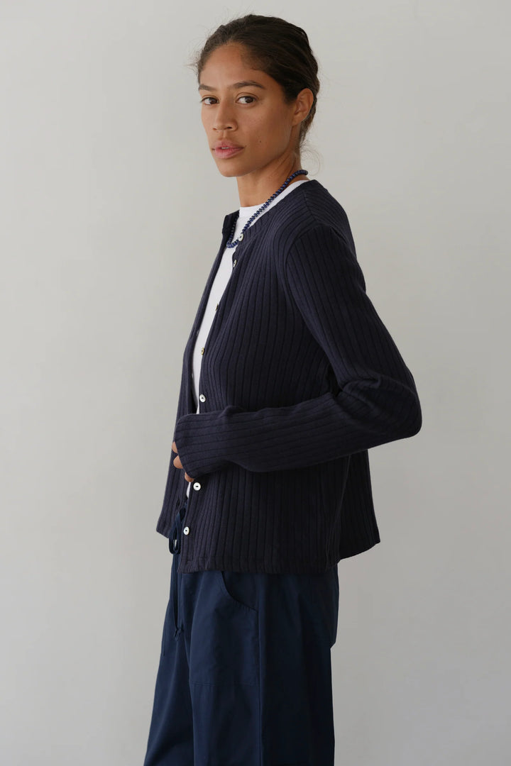 Sweater Rib Cardi - Navy