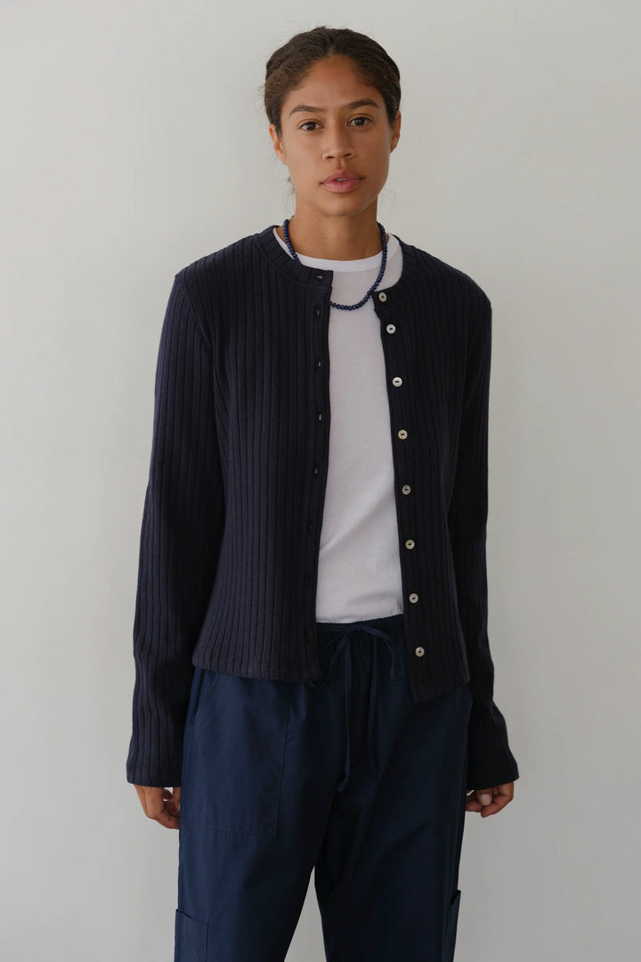 Sweater Rib Cardi - Navy