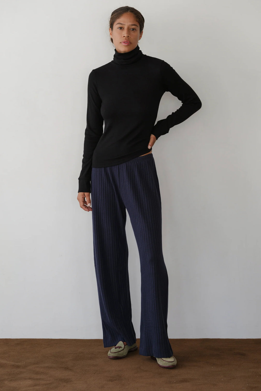 Sweater Rib Simple Pant - Navy