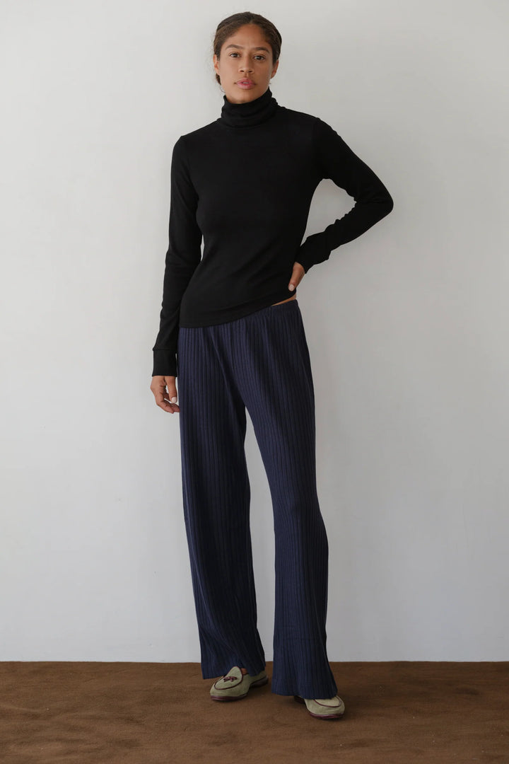 Sweater Rib Simple Pant - Navy