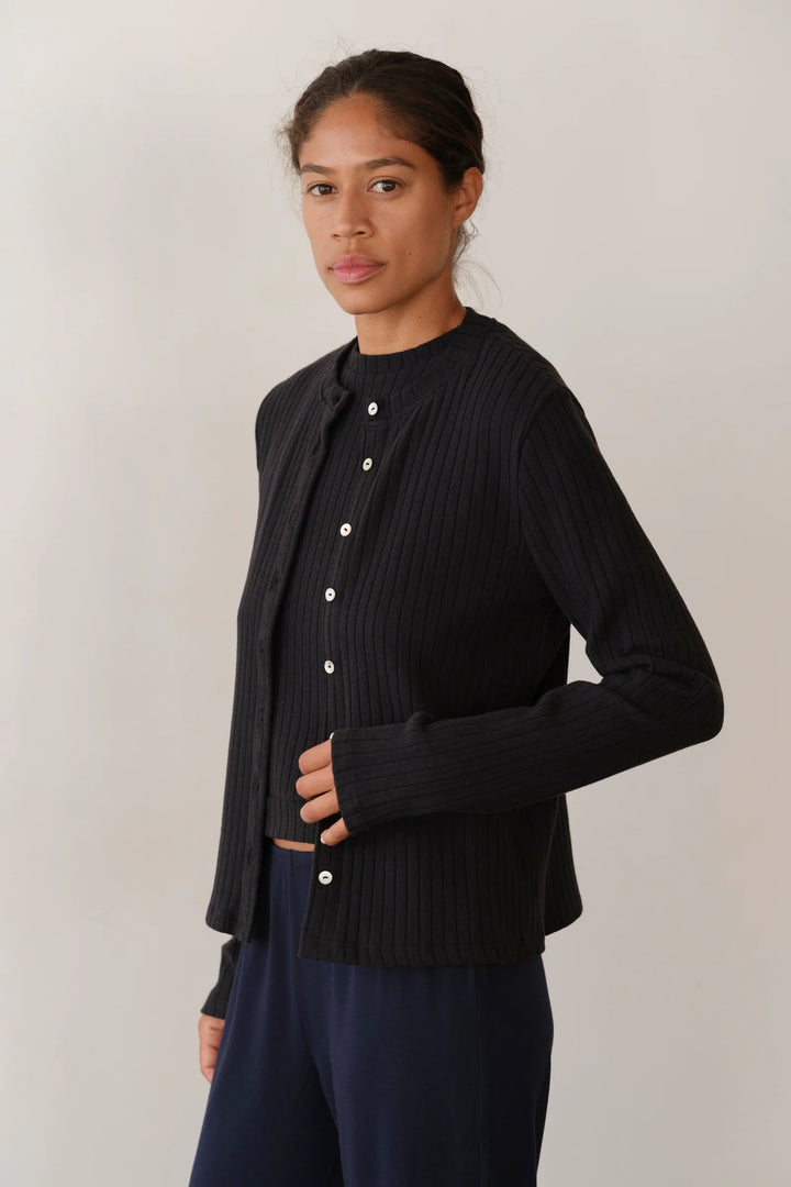 Sweater Rib Cardi - Jet