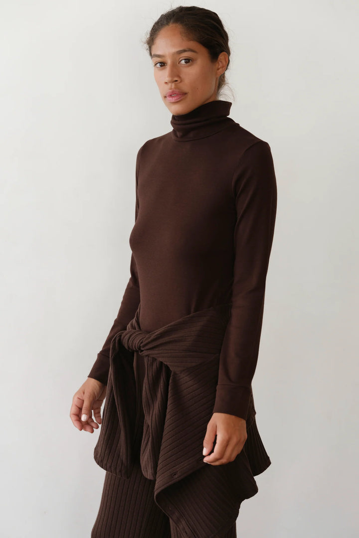 Baby Rib Turtleneck - Espresso