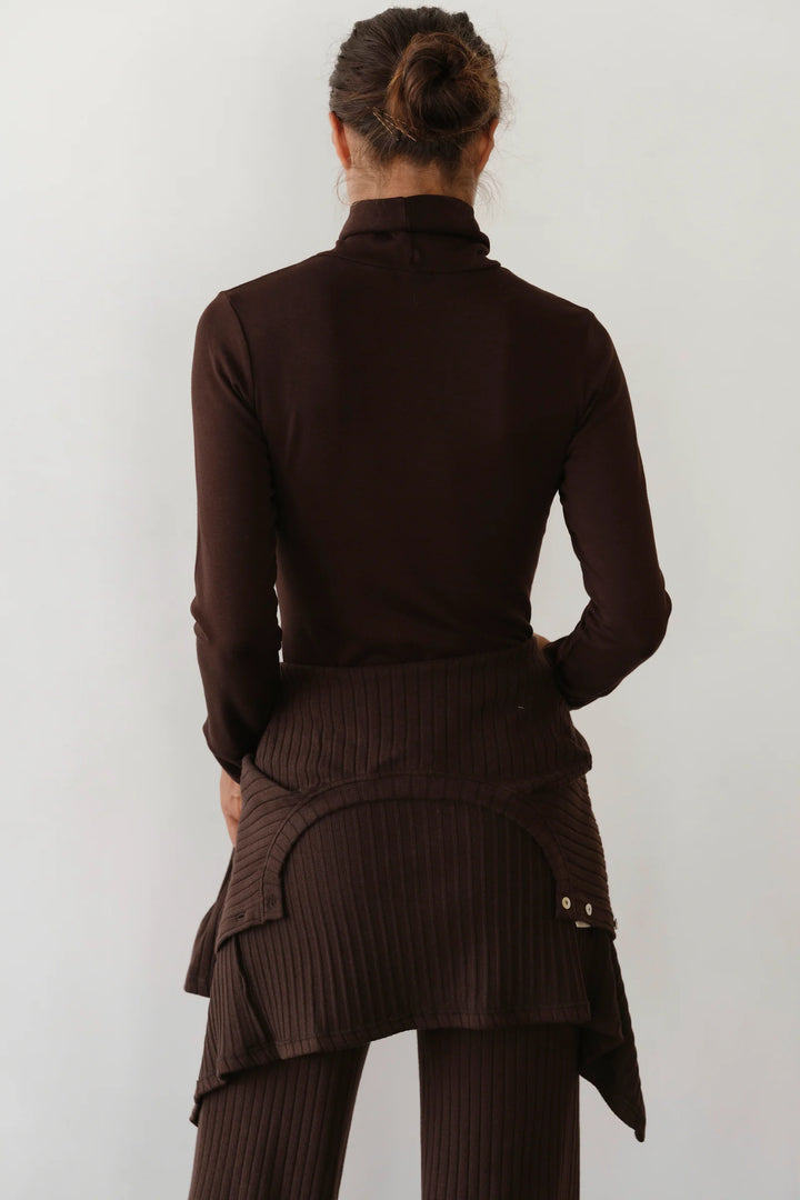 Baby Rib Turtleneck - Espresso