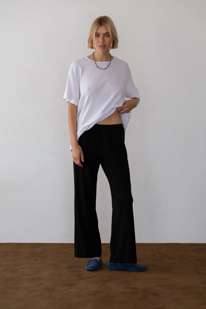 Baby Rib Scallop Pant - Jet