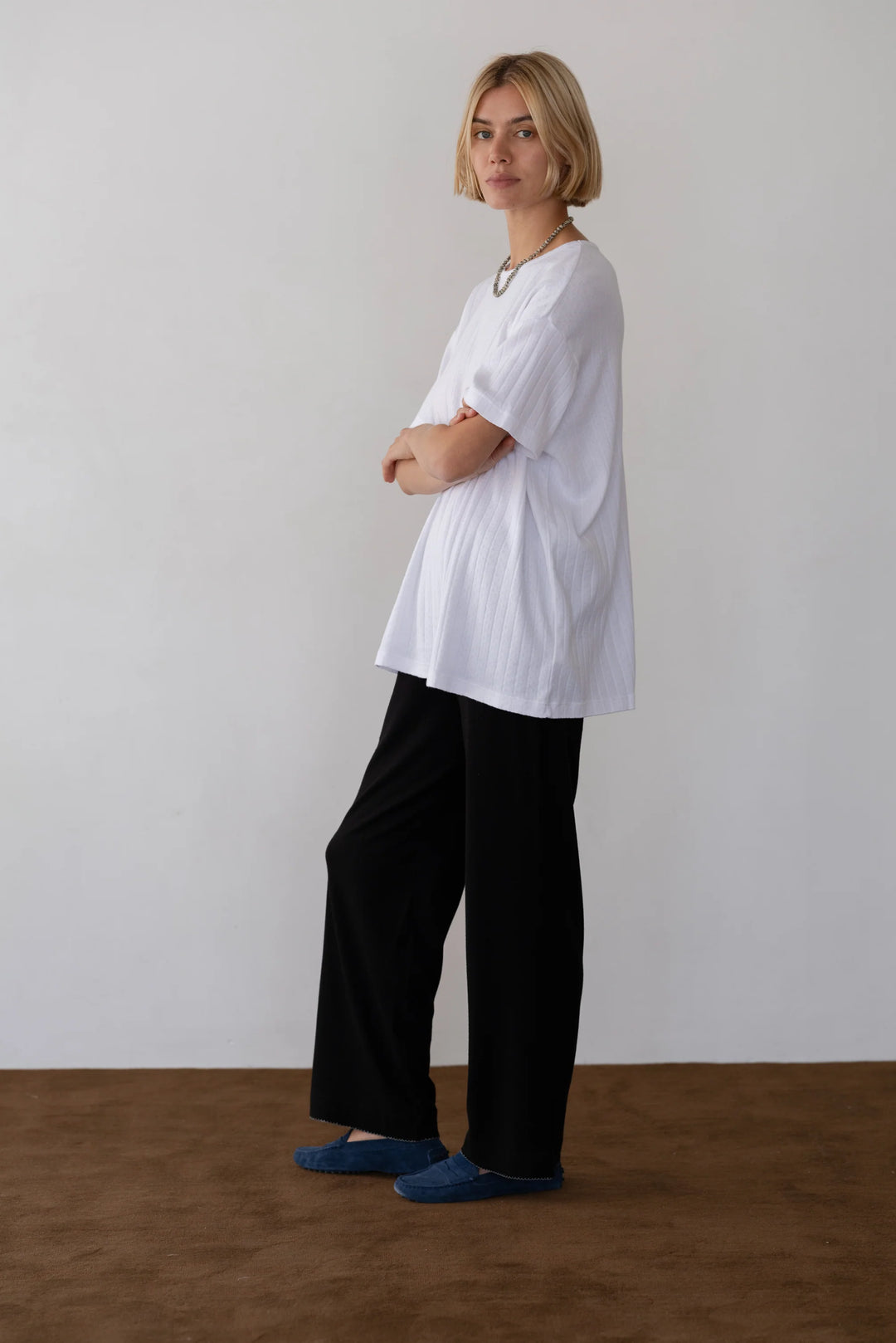 Baby Rib Scallop Pant - Jet