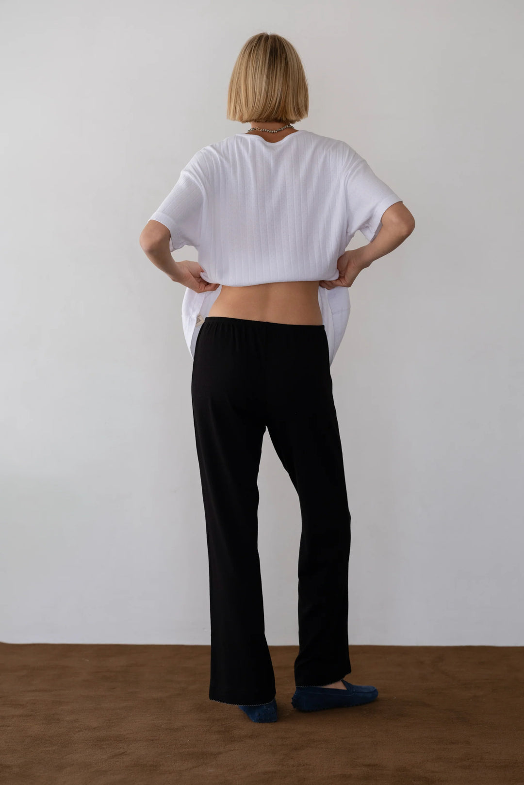 Baby Rib Scallop Pant - Jet