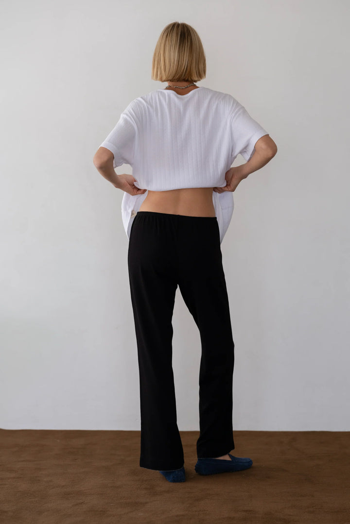 Baby Rib Scallop Pant - Jet