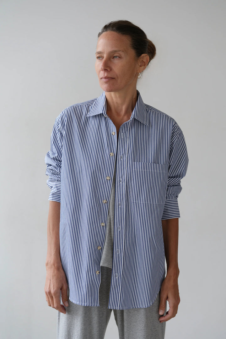 The Pop Shirt - Navy Stripe