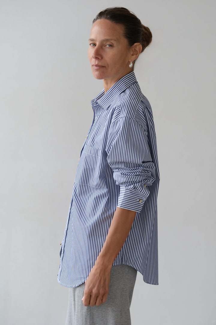 The Pop Shirt - Navy Stripe