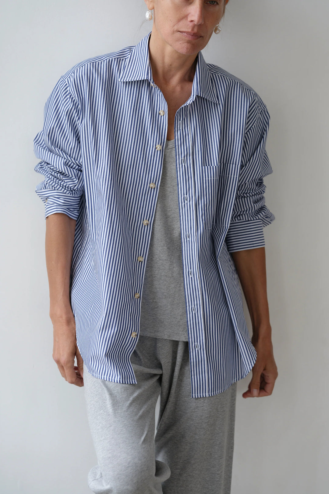 The Pop Shirt - Navy Stripe