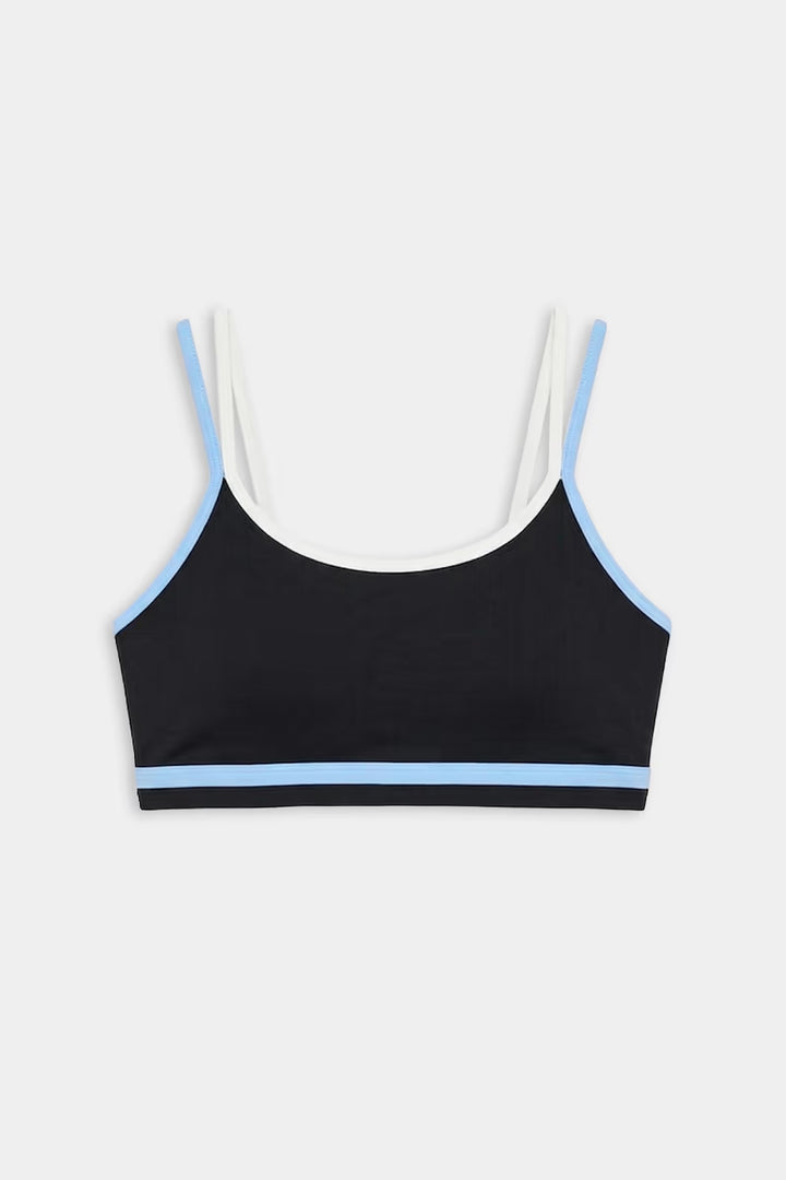 Eva Rigor Double Strap Bra -  Black/Skylight