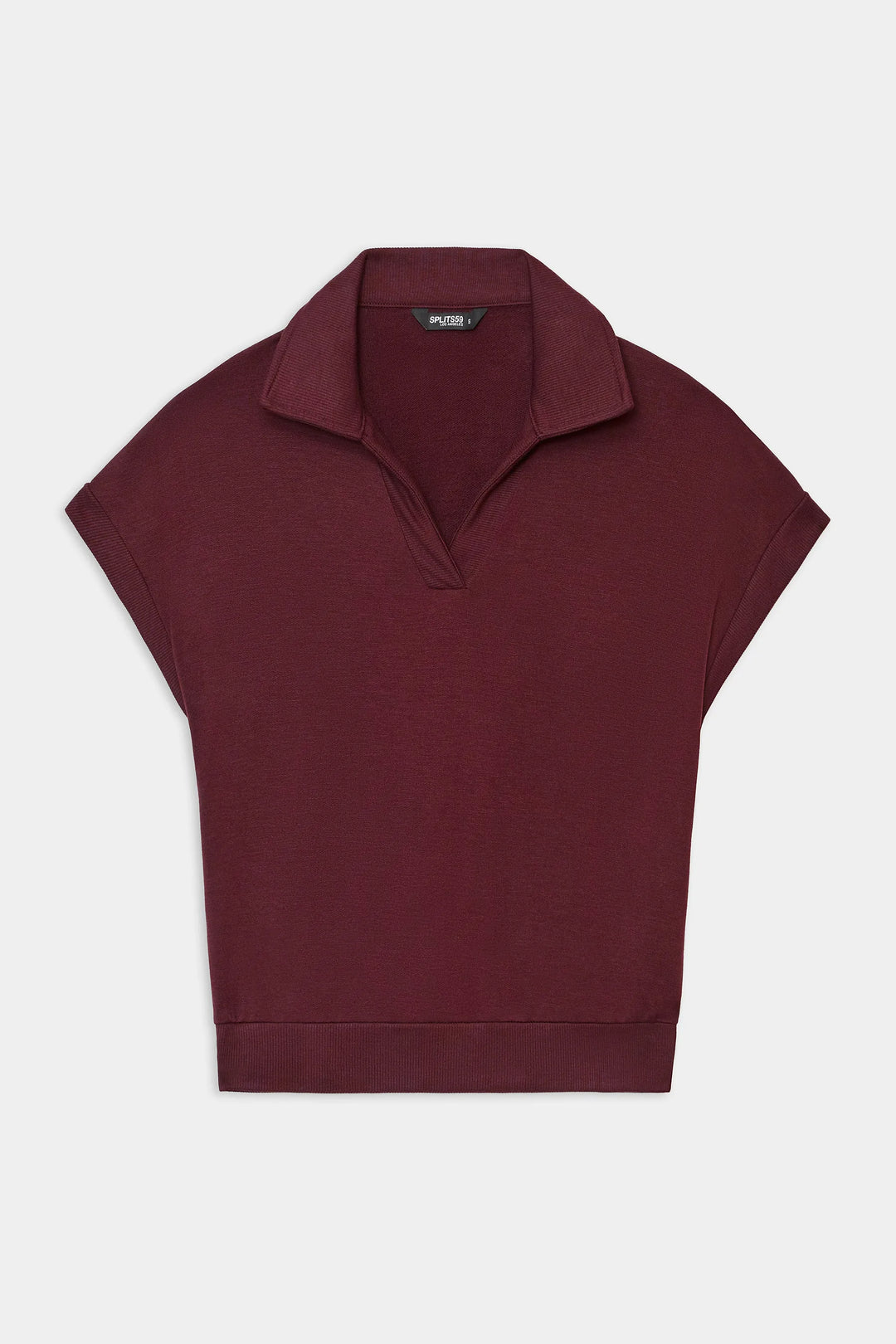 Evie Fleece Sleeveless Polo - Dark Cherry