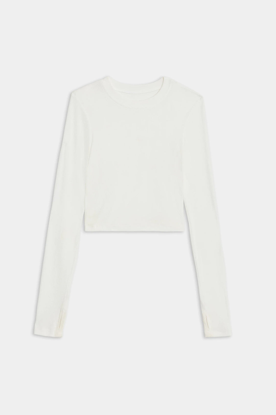 Louise Rib Long Sleeve Crop - White