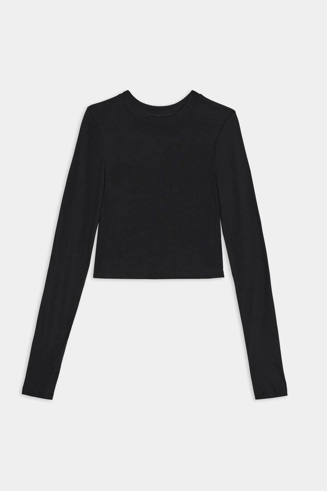 Louise Rib Long Sleeve Crop - Black