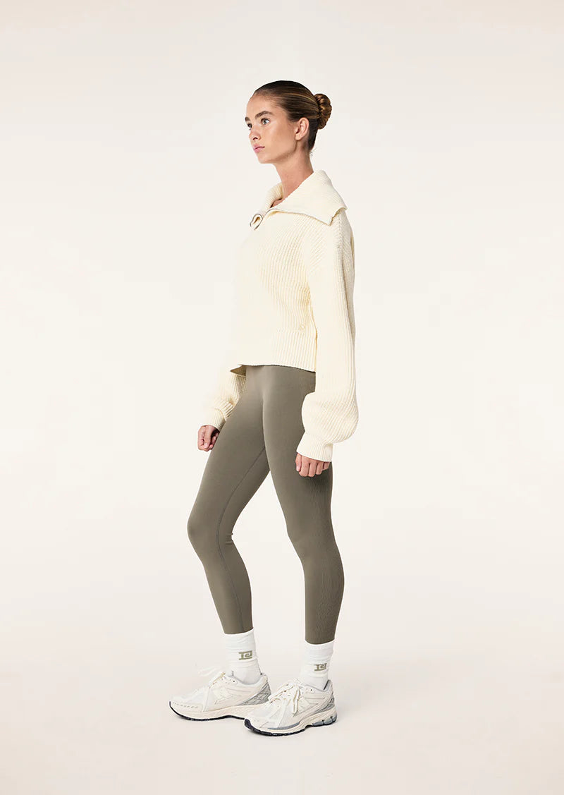 High Season Zip Neck Knit - Whisper White