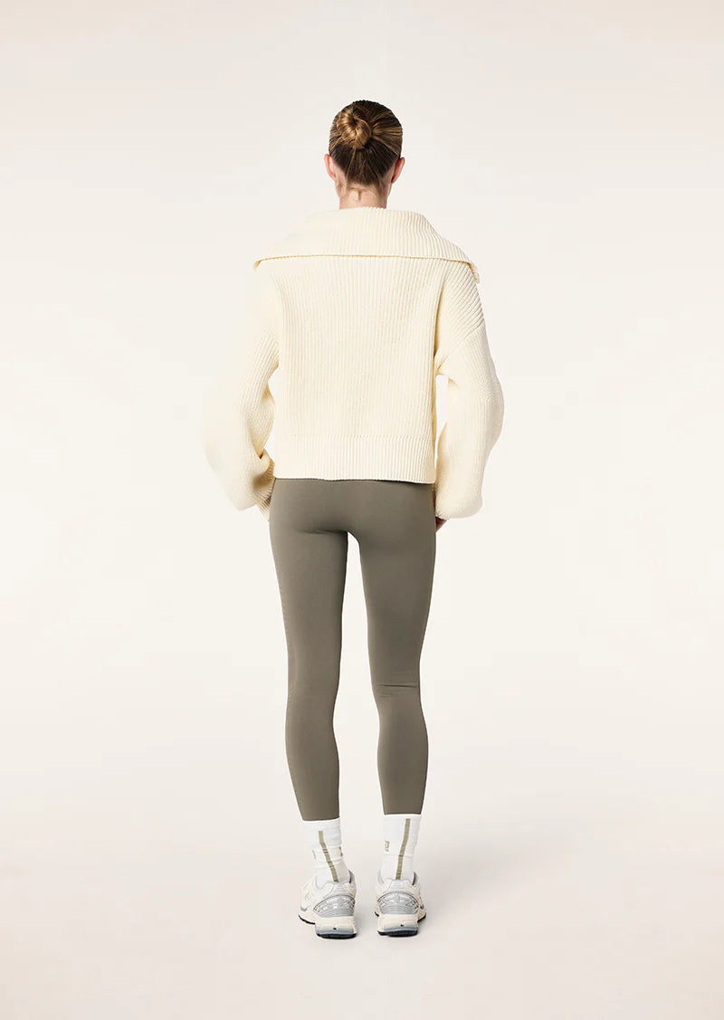 High Season Zip Neck Knit - Whisper White