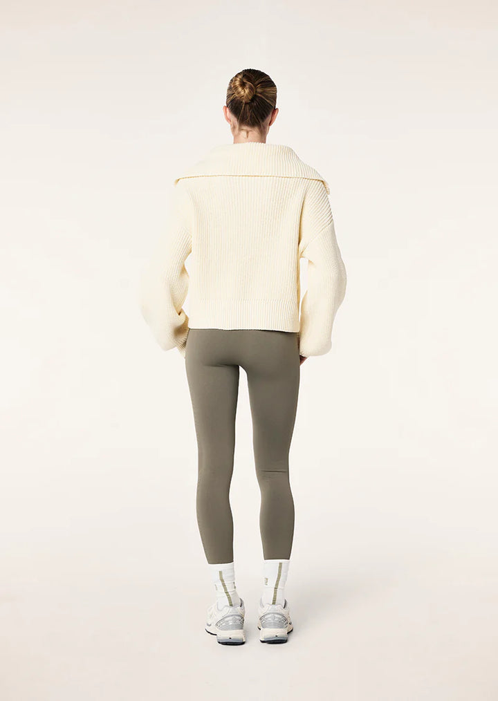 High Season Zip Neck Knit - Whisper White
