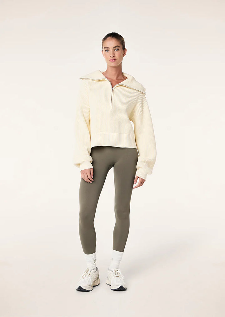 High Season Zip Neck Knit - Whisper White