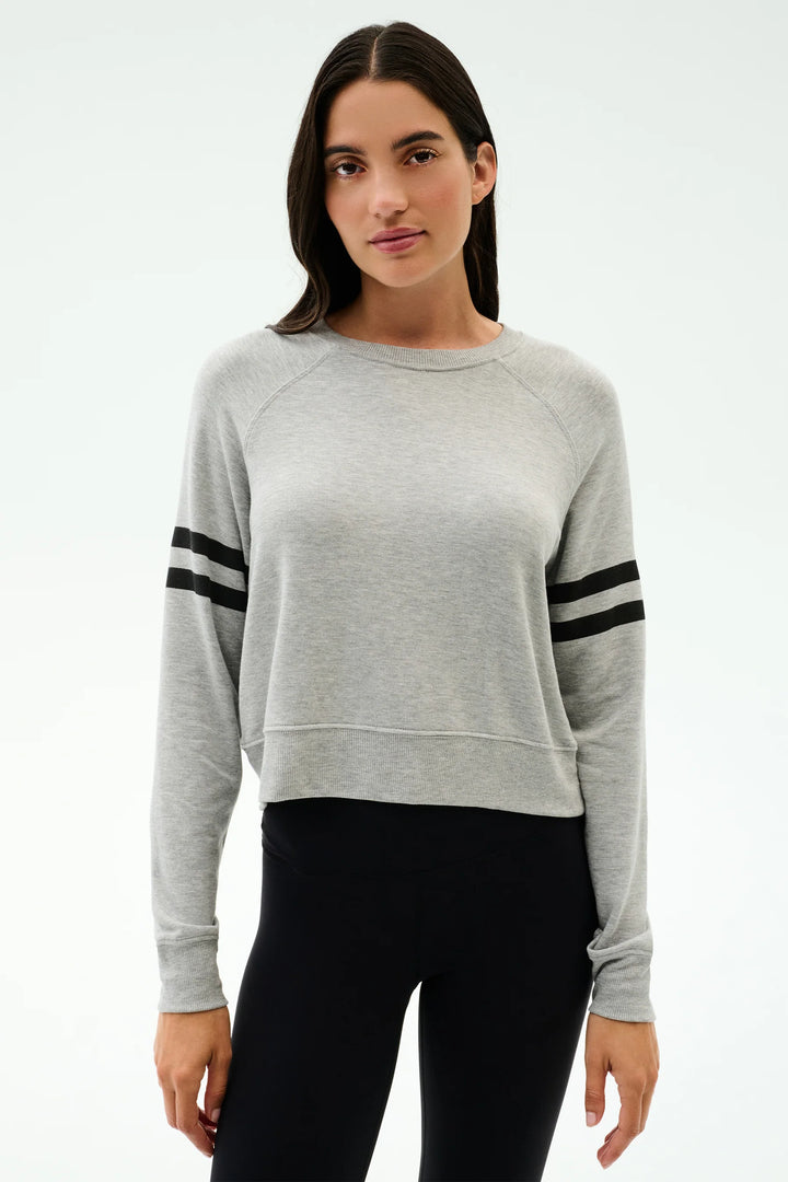 Brooks Stripe Fleece Sweatshirt - Heather Grey/Black