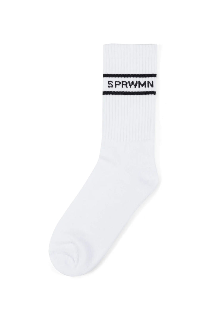 SPRWMN Logo Crew Socks - White