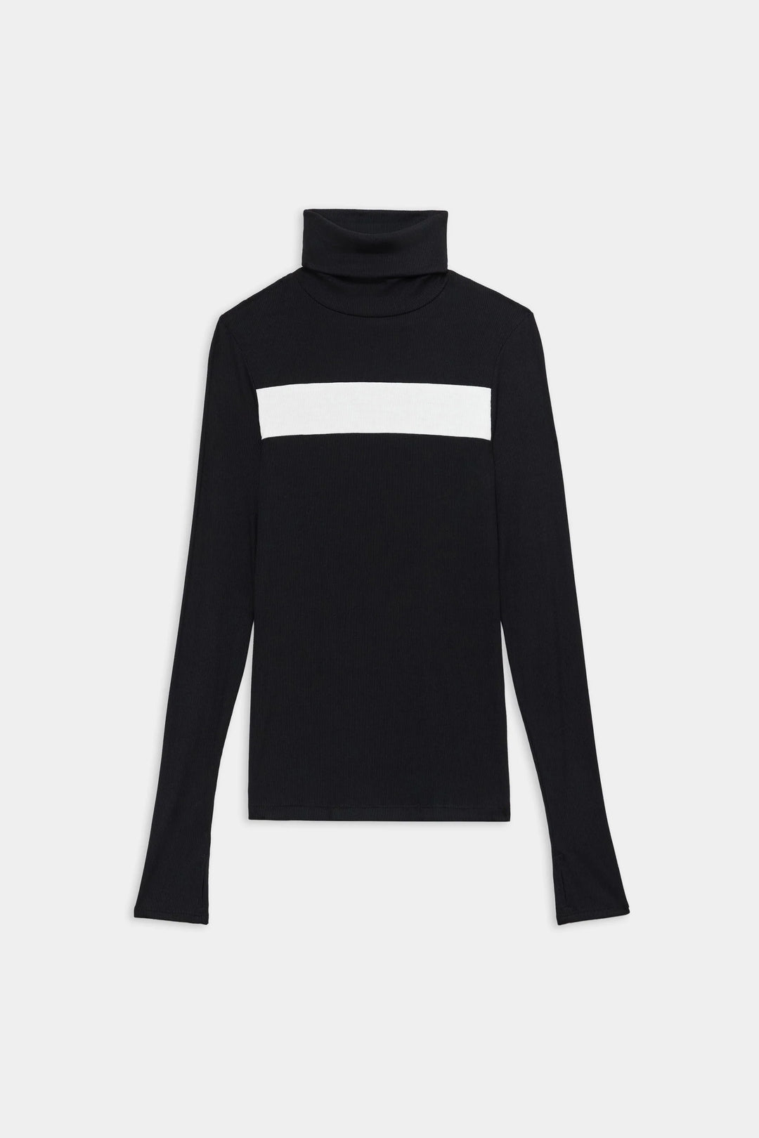 Lennon Rib Turtleneck - Black/White