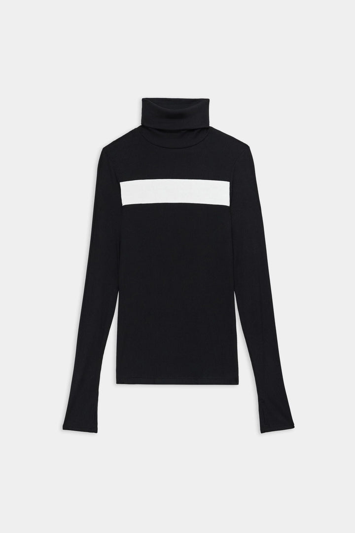 Lennon Rib Turtleneck - Black/White