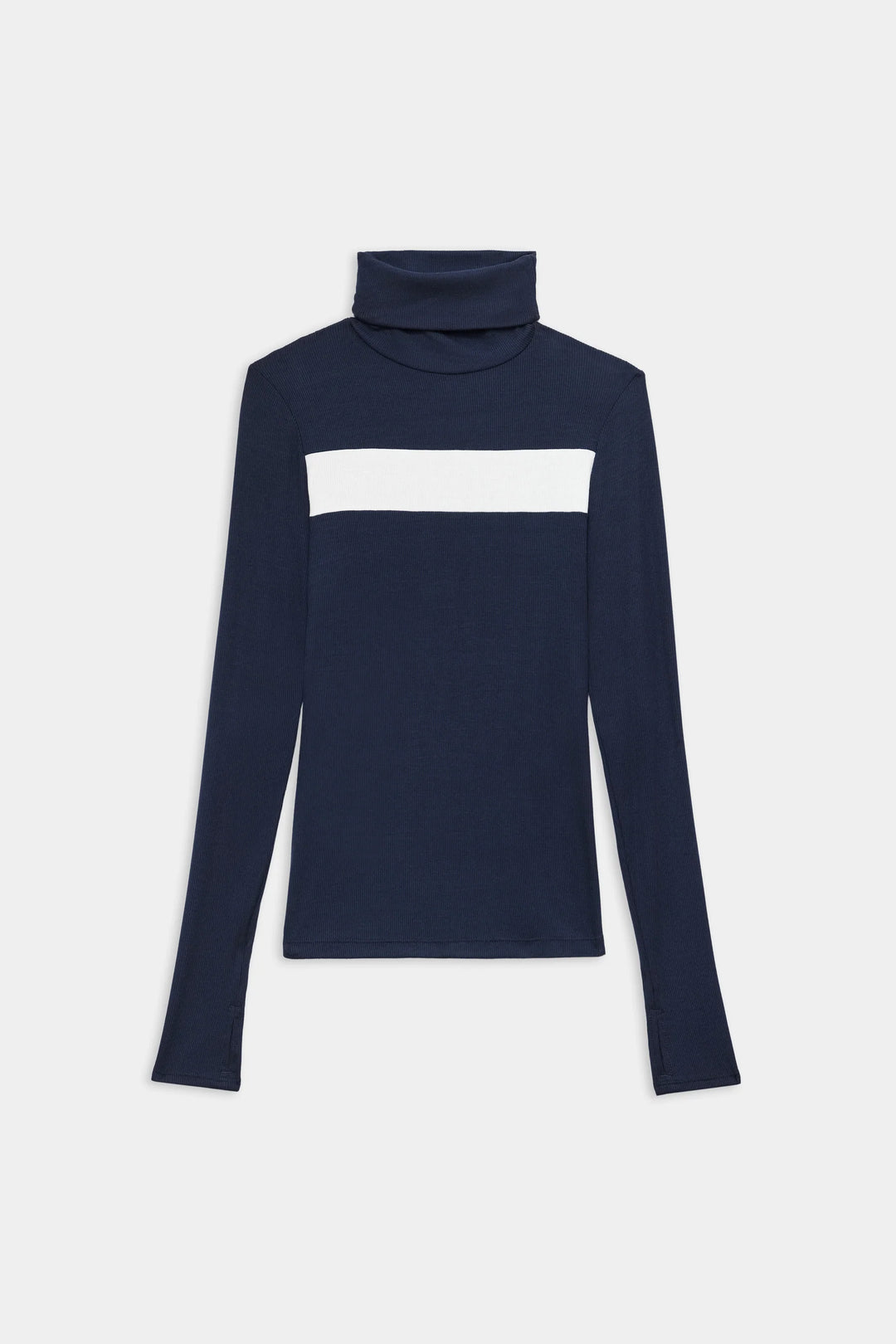 Lennon Rib Turtleneck - Indigo/White