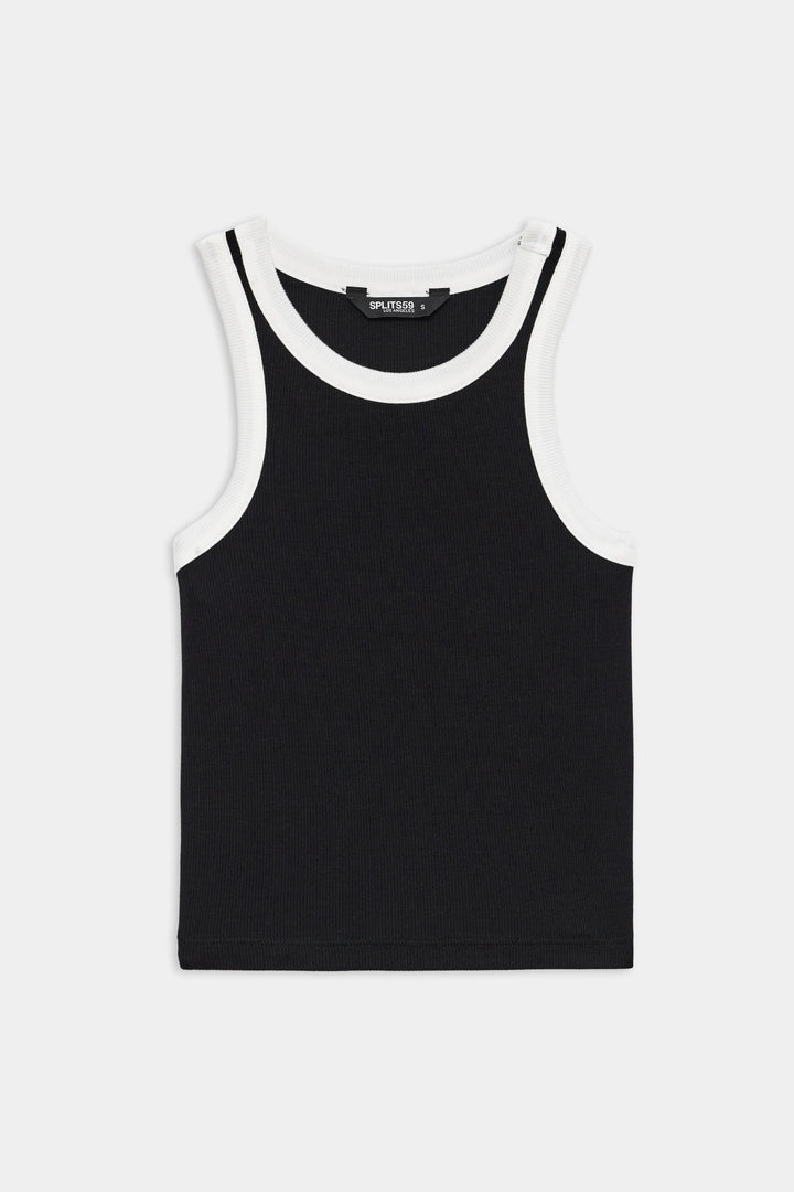 Kiki Rib Crop Tank - Black/White