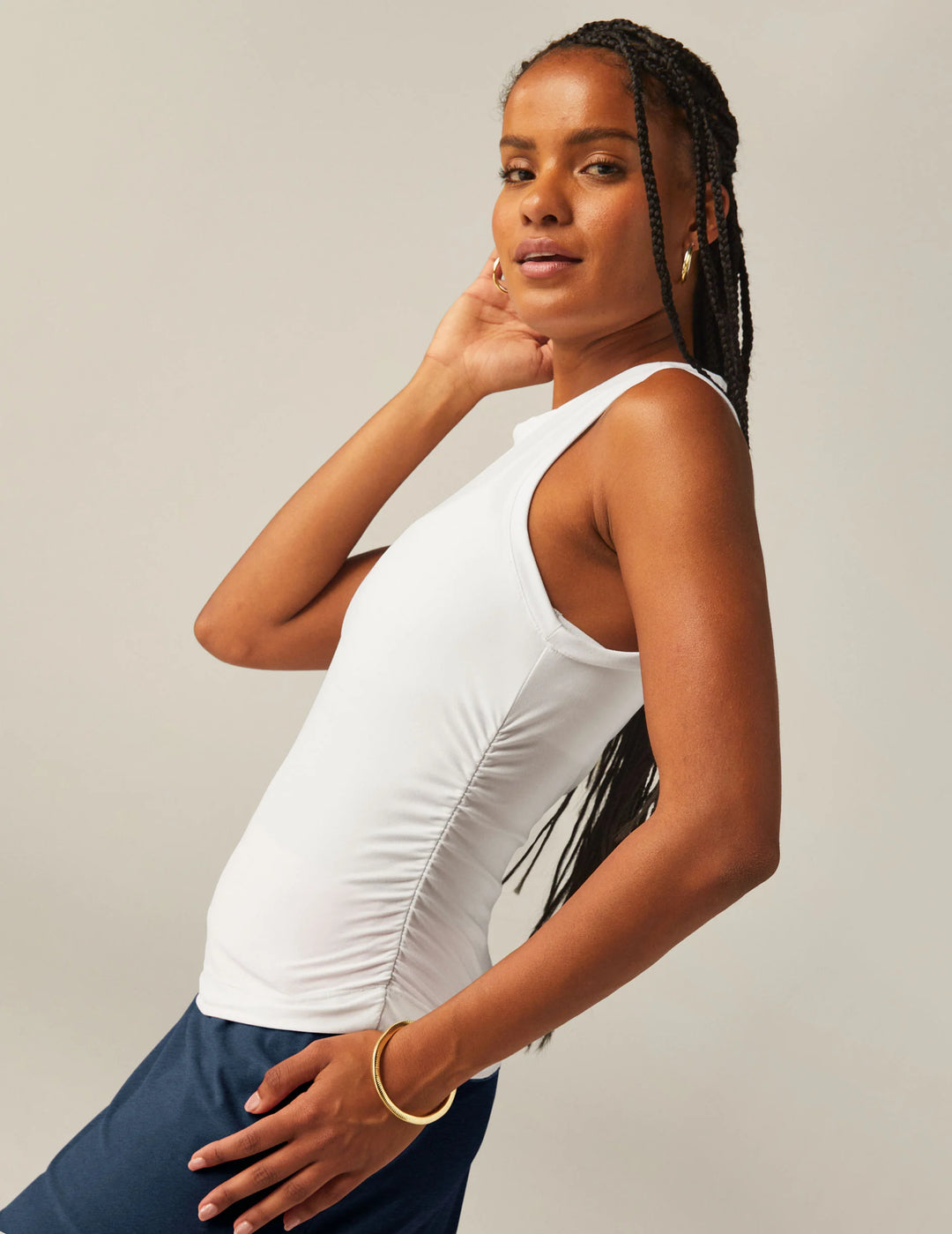 Featherweight Your Fit Shirred Tank - Cloud White