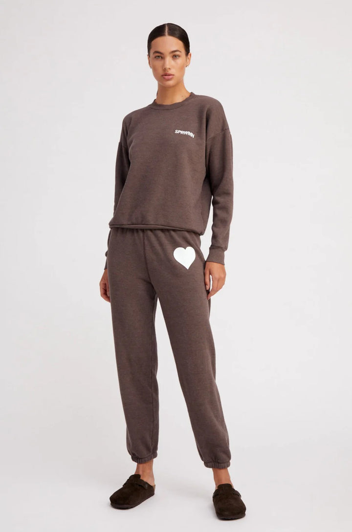 Heart Sweatpant - Heathered Brown