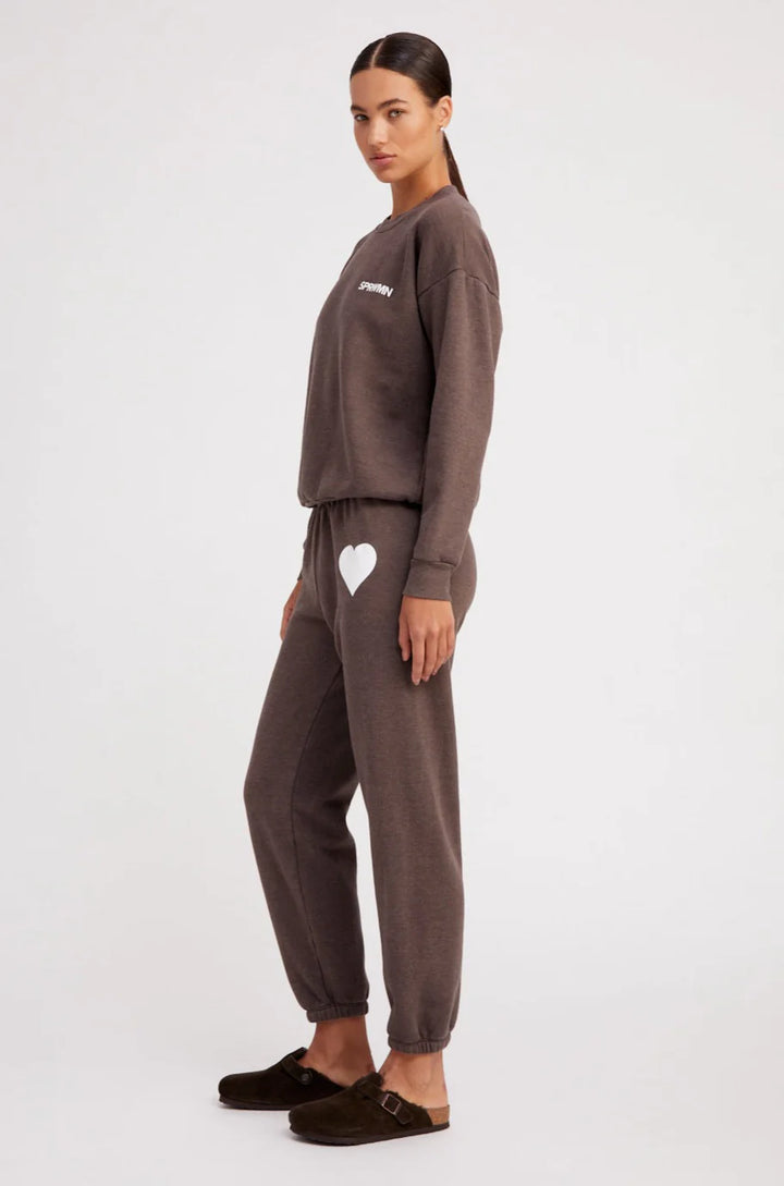 Heart Sweatpant - Heathered Brown